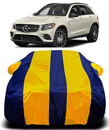Image of Waterproof Car Cover with Ultra Surface Body Protection (Yellow Stripes) (Mercedes AMG GLC 43 Coupe)