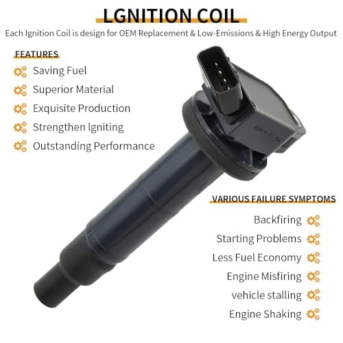 Image of 4 PCS UF333 Ignition Coil Pack & Iridium Spark Plugs Compatible with Toyota L4 2.4L 2002-2011 Camry, 2009-2010 Corolla, 2009-2010 Matrix, 2001-2007 Highlander,2002-2003 RAV4, 2002-2006 Solara UF494