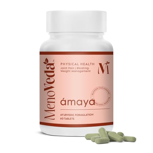 Image of Menoveda Amaya Peri & Post Menopause Supplement for Women 35+ | Ayurvedic Tablets to Support - Joint Pain, Fatigue, Bloating | Bone, Heart & Gut Health | Shatavari, Ashwagandha, Moringa