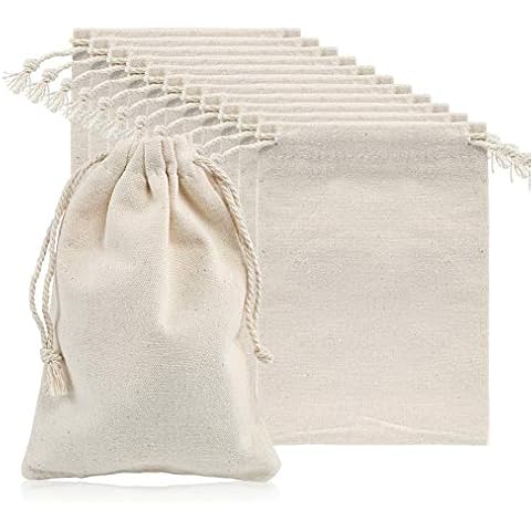 Naler 12pcs Burlap Canvas Pouches Bags, Sack Drawstring Wedding Party Favor Jewellery Pouches Vintage Party Storage Wrap Gift Bags, 10 * 15cm Cover