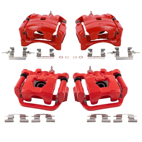 Image of TRQ Performance Front and Rear Brake Caliper Set Coated Brackets Compatible with 2013 Nissan Altima