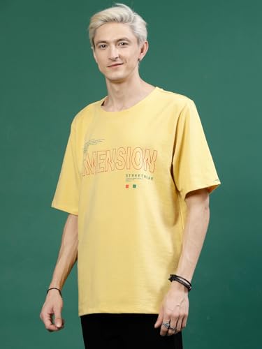 Image of Rigo Back Printed Half Sleeves Round Neck Oversized T-Shirt for Men | Drop Shoulder T-Shirt for Men | Loose Baggy Fit T-Shirt for Men