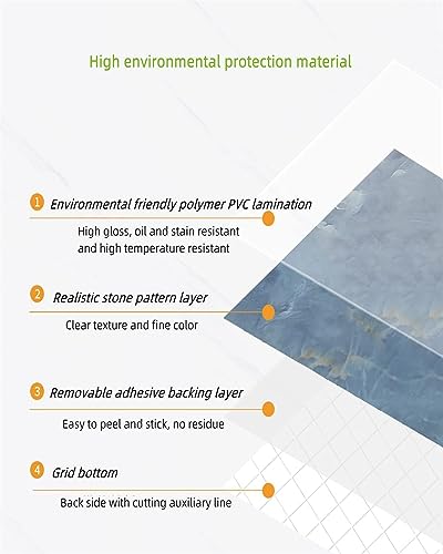 Image of Hotegxa Self-Adhesive Kitchen Wallpaper, PVC 3D Wall Sticker Oil Proof & Waterproof, Kitchen Backsplash Blue Stickers Wallpaper for Hotel /Living Room, Bedroom & Cafe Walls - 60cm x 200cm (Pack of 2)