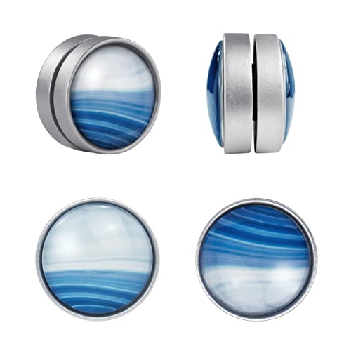 Sunlit Shower Curtain Weights, 4 Pairs Round Glass Magnetic Curtain Weights, Waterproof Drapery Weights, Heavy Magnets for Tablecloth Window Curtains Bottom Liner to Stop from Blowing, Gradient Blue