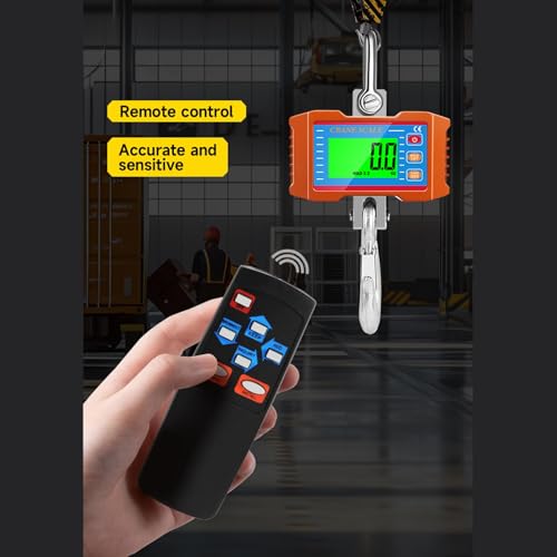 Jectse Digital Crane Scale, 2000 Kg/4400 Lb Hangskala mit LED -Hintergrundbeleuchtung, Genaue Fernbedienungsdaten Halten TARE -Reset für Industriefarmen, Fabrik, Fabrik