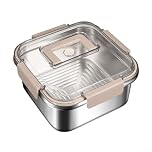 Compact and Leakproof Stainless Steel Food Container with Sealed Lid and Buckles for Easy Meal Transport (1600ML)