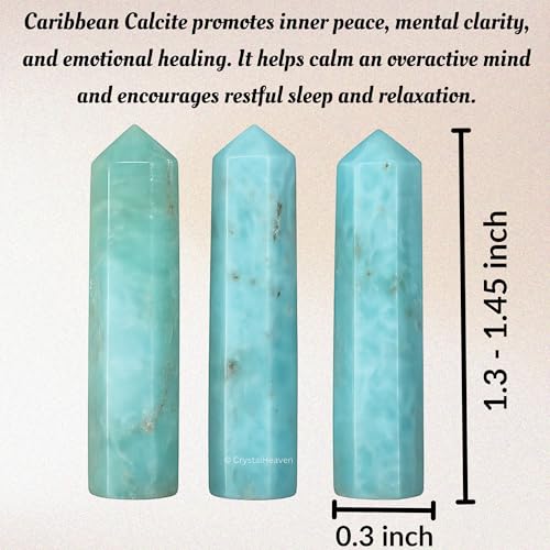 Image of Caribbean Calcite Crystal Pencil Points Set of 3, Certified Original Healing Crystals for Grid - Healing Crystals and Stones Metaphysical Energy Tool for Meditation and Chakra - Crystal Gifts for All