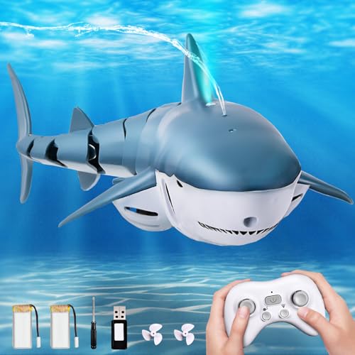 YOOHBERRYS Requin Telecommandé, 2.4 GHz Jouet Requin Télécommandé, Bateau Requin RC avec...