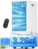 BIGOOSE 4-IN-1 Windowless Portable Air Conditioner w/ 4 Speeds & 4 Modes, 3.2-Gal Dual Tank for 24H Cooling, Waterless Alert System, 12H Timer, Remote & Touch, Swamp Cooler Air Conditioner for Bedroom