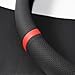 Quick Install Sporty Perforated Nappa Leather Steering Wheel Cover with Red Circular Stripe Trim Universal fit Any 14½ to 15 inches Car Pickup SUV 14.5 to 15 inches SW