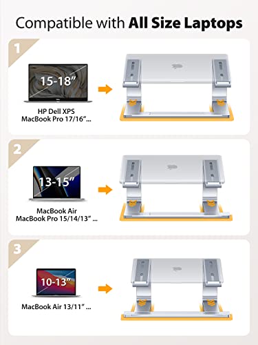 Vicseed 𝗨𝗽𝗴𝗿𝗮𝗱𝗲 [Large Laptops Friendly] Laptop Stand, Ergonomic Notebook Stand, Aluminum Adjustable Laptop Stand For Desk For Macbook Air/Pro, Acer, Dell, Hp, Lenovo All 10-18 Inch Laptops #TOP1