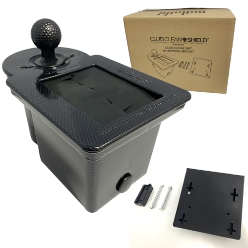 Club Clean - Original Ball and Club Cleaner/Washer with Universal Bracket for Golf Cars - Home Use - Single Chamber, Carbon Fiber