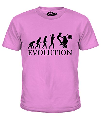 Candymix Moto Cascadeur Évolution Unisexe T-Shirt Enfant Garçon Fille, Taille 12 Ans, Couleur Rose Cover