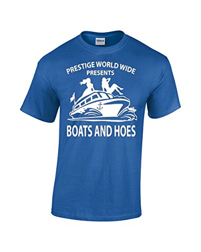 CBTWear Prestige Worldwide Boats and Hoes Funny Movie Inspired Tee Step Brothers Drinking Men's T-Shirt (Large, Royal Blue)