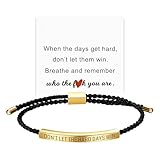 Crunier Pulsera trenzada Don't Let the Hard Days Win. Pulseras inspiradoras, ajustables, de plata, hechas a mano. Pulsera trenzada para mujer y hombre(oro)