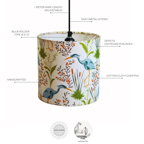 Image of ExclusiveLane 'Ostrich' Pendant Hanging Lights for Living Room (Set of 2, 8.1 Inch, Cotton Cloth Wrapped Over Polyvinyl) |Pendant Lights for Ceiling Lights for Living Room Hanging Lamps for Bedroom