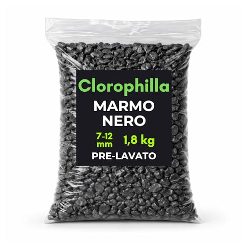 Clorophilla Ghiaia Nera Decorativa 7–12 mm Pre-Lavata, Sassolini in Pietra Naturale per Vasi, Piante, Terrari e Giardino, Ideale per Drenaggio e Copertura Decorativa (NERO 1,8 KG)