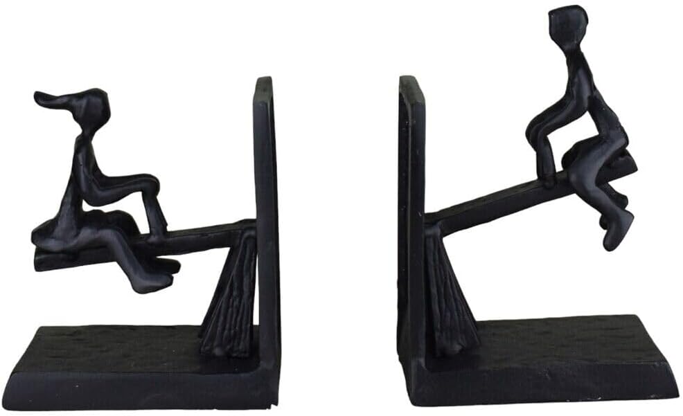 Seesaw Children Bookends Set of 2 Pieces Metal Art Sculpture