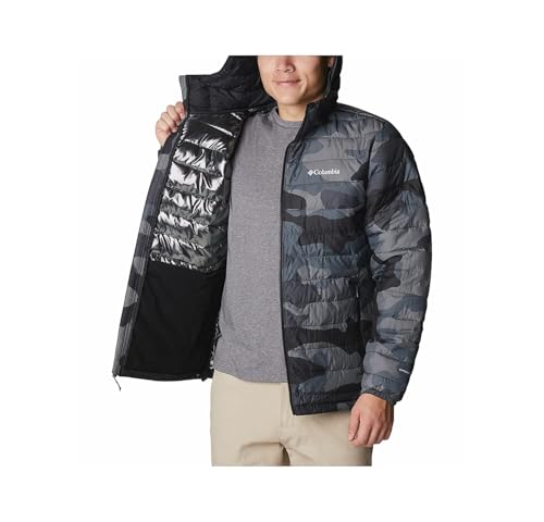 Image of Columbia Men Omni-Heat Reflective Powder Lite Hooded Hiking and Trekking Down Jacket