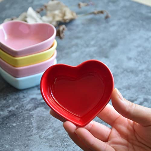 Gaolinci Heart-Shaped Multipurpose Ceramic Sauce Dish Seasoning Dishes Sushi Dipping Bowl Appetizer Plates Serving Dish Saucers Bowl(Set Of 6), Multiple Colour #TOP3