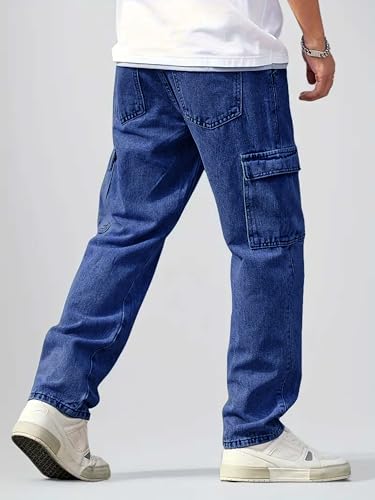 Image of Men's Loose Fit Denim Jeans | Mid Rise Straight Baggy Fit | Stretchable Casual Streetwear Jeans for Men