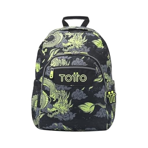 TOTTO - Mochila Escolar Adaptable a Carro, Modelo Acuareles, Capacidad 20 L, Bolsillo para Pc 14", 2 Bolsillo Botella, Espaldar Ergonómico con Flujo de Aire, Cómodas Correas en S, Estampado Dragony | Ya disponible en tu tienda friki favorita! En mundofriki.es!
