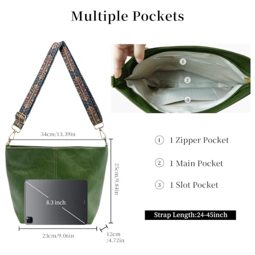 Image of Hobo Bags for Women Crossbody Bag Guitar Strap Purse Vegan Leather Shoulder Handbags Boho Purses Tote Bucket Bag