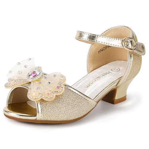 Hehainom Toddler Dress Shoes Little Girls Heels Flower Girl Sandals Open Toe Big Kid Wedding Party Shoes