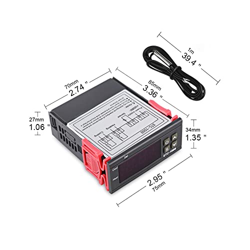 Senbeeda Contrôleur de température AC 110V-220V, Thermostat Numérique Tout Usage STC-1000 avec NTC Sonde de Capteur de Température, Centigrade Regulateur de Temperature, Chaleur/Refroidissement - Image 3