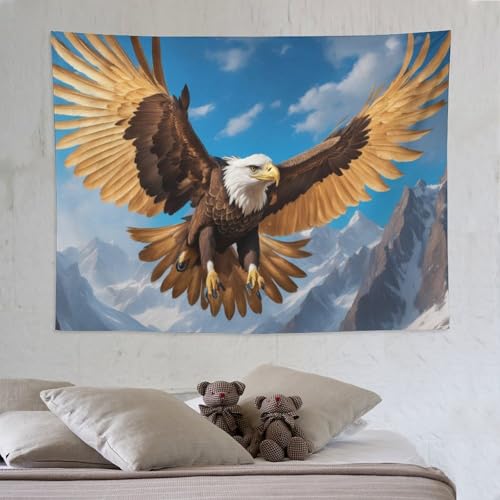 Tapisserie aigle pour habiller un mur vide de salon sans peindre