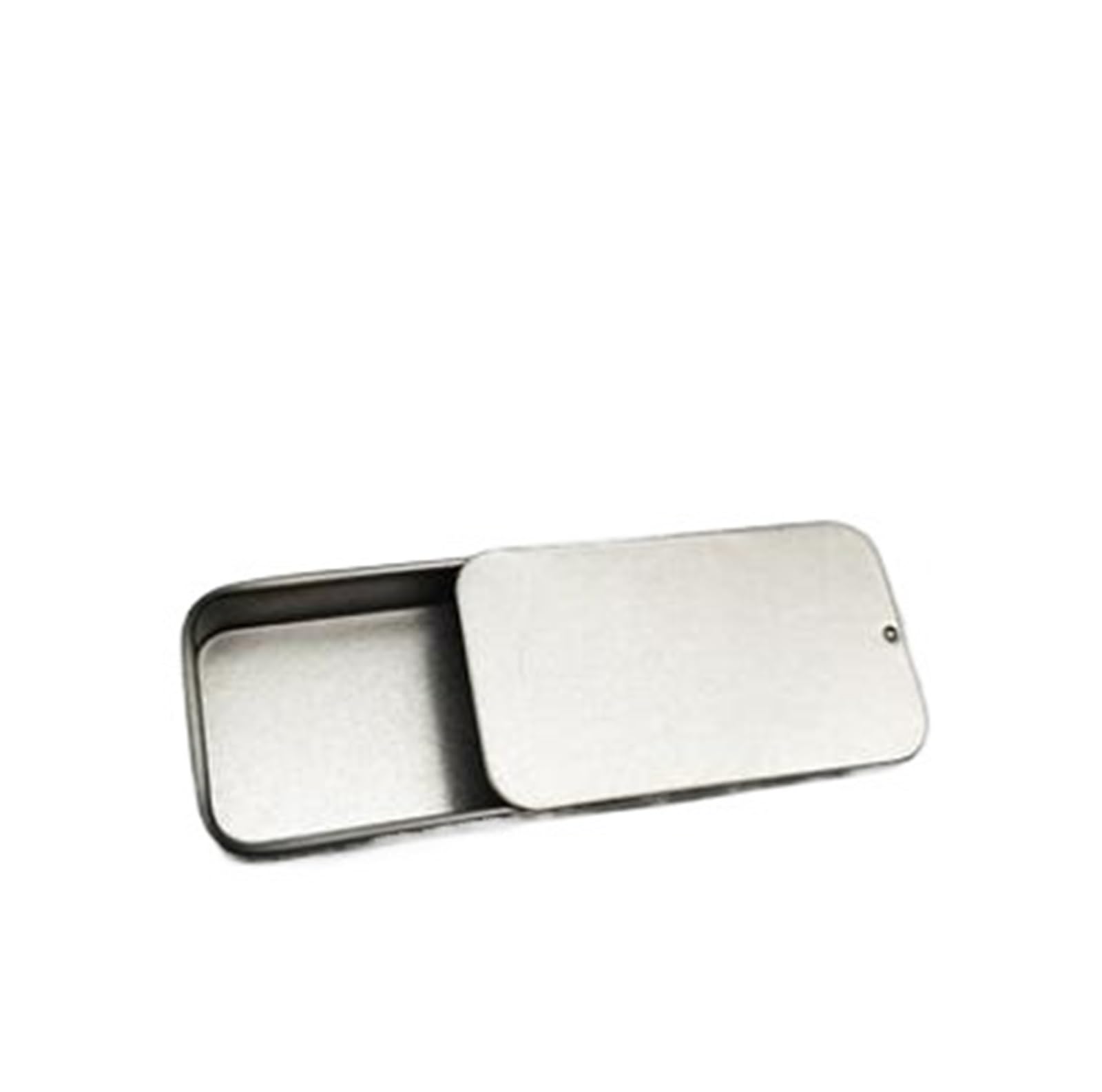 LuoAXINN Metal Tins with Lids 5x8cm 10Pcs Metal Rectangular Empty Mini Tin Box Tinplate Push Candy Pill Cases Bins Jar Hinged Containers Small Organizer Storage(Silver)
