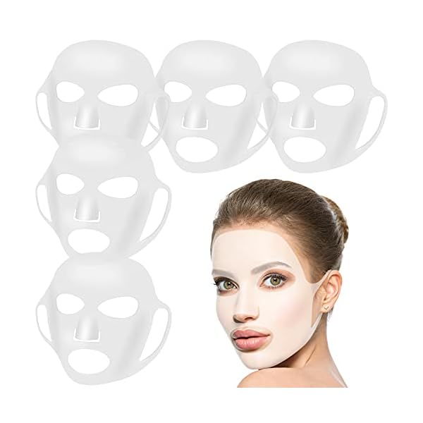 Maitys 5 Pieces Reusable Silicone Facial Mask, Moisturizing Skin Treatment Mask, Elastic and Stretchable, Suitable for Most Women and Girls, White