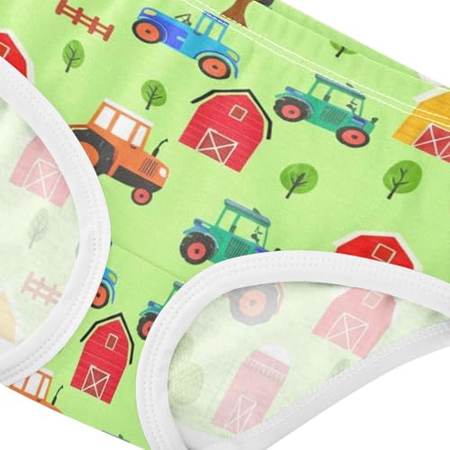 Girls Underwear Toddlers 2t Cotton Little Girl Panties Artistic Briefs Undies Kids Cute Cartoon Tractors Green4