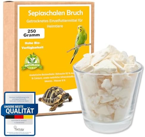 Cáscaras de sepia en calidad premium (250 g) óptimo calcio y suministro de vitaminas para tortugas, barba, geckos, reptiles, calcio, terrario