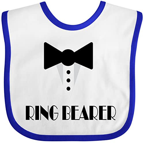inktastic Ringbearer Mock Tux Wedding Tuxedo Baby Bib White and Royal 223eb