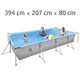 Jilong eckiger Stahlrahmen XXL Familien Pool Grau 4×2 m Stahlrahmenbecken Garten Schwimmbecken Schwimmbad Planschbecken, 282 - 2