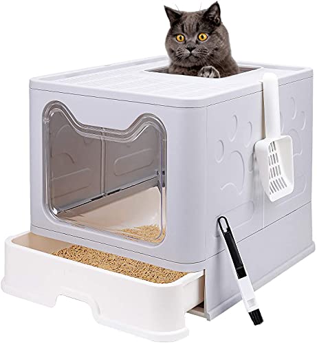 Orchid M TIM Cat Litter Box with Lid (Grey)