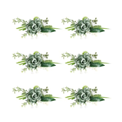 Boutonnière fleur artificielle de mariage pour marié et demoiselle d'honneur (Lot de 6)