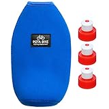 POTA BIKE(ポタバイク) ペットボトルカバー 500mlボトル専用 TNI飲み口キャップ3個付き(ブルー)