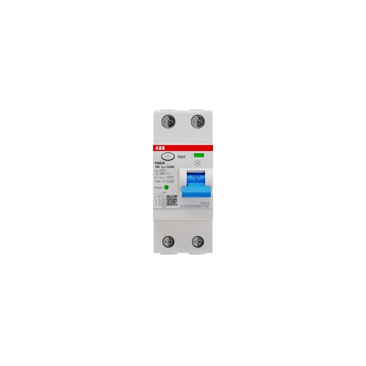 FI-Schutzschalter Typ B 2P 16A 30mA 3kA ABB F202B-16/0,03