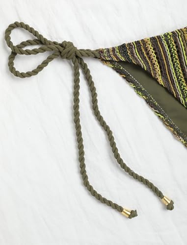 Image of ZAFUL 2 Piece Triangle Bikini for Women Knitted Rope Halter Bikini Sets Sexy Bathing Suit Side Tie Swimsuits Beachwear