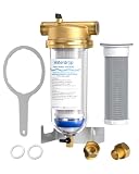 Waterdrop Mega Spin Down Sediment Filter, Upgraded Reusable Backwash Whole House Water Filter System for City/Well Water, 50 Micron+100 Micron, 1' MNPT + 3/4“FNPT, BPA Free
