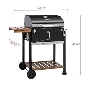 Royal gourmet cd1824m 24 inch charcoal grill bbq smoker with handle and folding table perfect for outdoor patio garden and backyard grilling black medium  urban country home decor