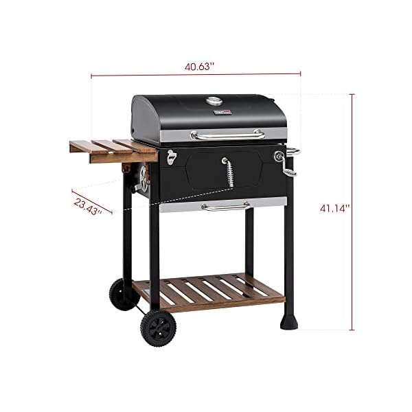 Royal gourmet cd1824m 24 inch charcoal grill bbq smoker with handle and folding table perfect for outdoor patio garden and backyard grilling black medium  urban country home decor