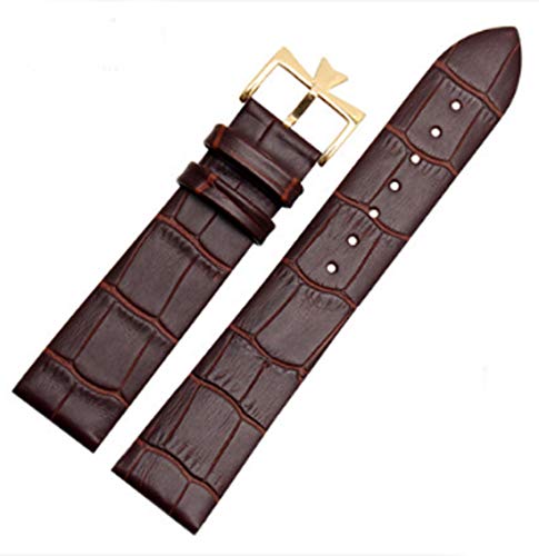[Richie Strap] 18mm 20mm Genuine Leather Watch Band Strap Buckle Stitch for Vacheron Constantin (20mm, Brown(Gold Buckle))