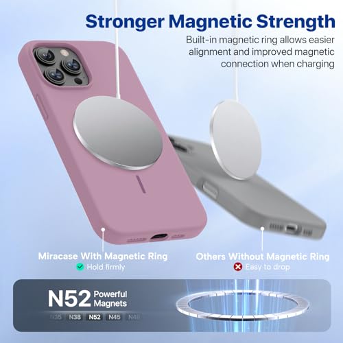 Image of Miracase Magnetic for iPhone 13 Pro Max Case, [Soft Anti-Scratch Microfiber Lining], Compatible with MagSafe, Liquid Silicone Shockproof Drop Protection Phone Case for 13 Pro Max, Blackcurrant