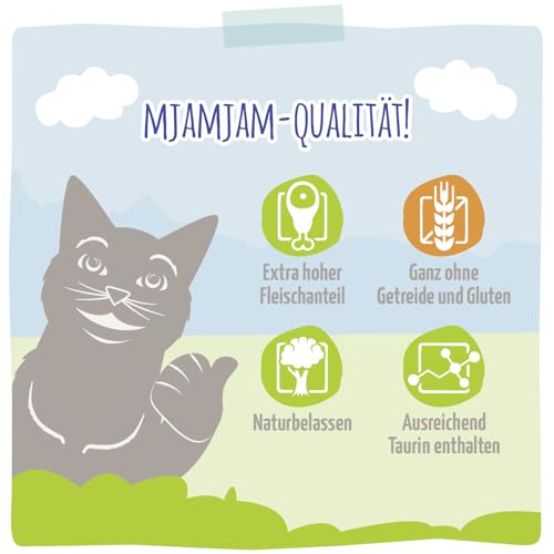 MjAMjAM - Premium Nassfutter für Katzen - exquisite Forelle an saftigem Hühnchen, 6er Pack (6x800g), getreidefrei