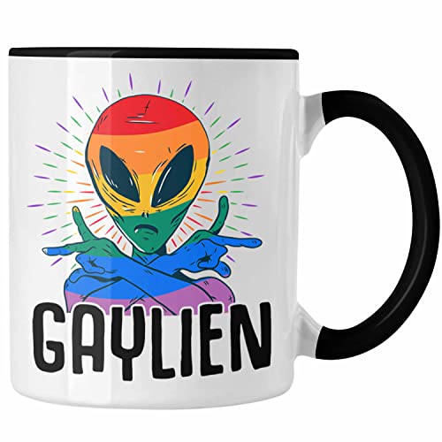 Trendation - Gaylien Tasse Geschenk Schwule Lesben LGBTQ Bisexuel Transgender Geschenkidee (Schwarz)