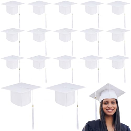 Hanaive 20 Pcs White 20/40 Pcs Graduation Cap 2026 Graduation Hat with Tassel Adult Sublimation Cap Bulk Adjustable Brim Matte for Women