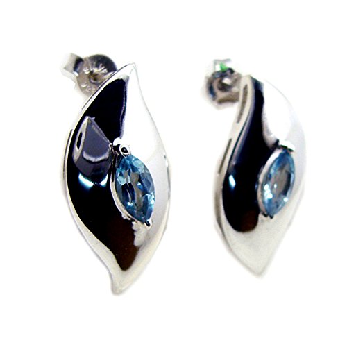Boucles d'oreilles topaze bleue naturelle argent pour style quotidien